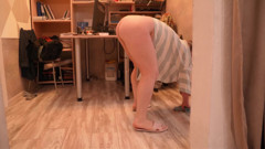 Sexy milf washes the floor without panties 3