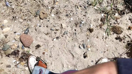 Risky Public Handjob - On The Beach