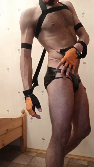 Puppy boy touches his hairy sexy body!
