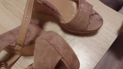 Cum on wifes suede wedges heels