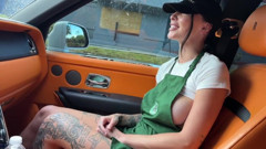 Horny Tattooed Barista Eats Teddy Tarantino's Cock in the Car on Her Break