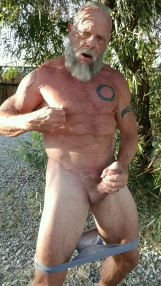 LA Dave backyard stroke + cum in undies