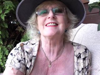 Auntjudys - 66yo Hairy Mature GILF Mrs. Claire Sucks Your Cock in the Garden (pov)