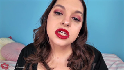 Forever Weak for My Lips - Seductress Sydney Screams Applies Red Lipstick Before Covering You with Her Lipstick Kiss Marks