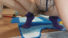 Amateur mom does housework naked. Hairy milf pussy, big ass.