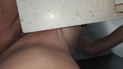 Slimy Juicy Pussy Rubbing on Corner Bench