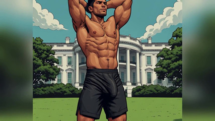 Muscular Fighters at White House (ai Art)