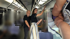 Rubbing himself during the subway ride under her skirt.