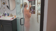 Stepson gets caught watching his stepmother shower