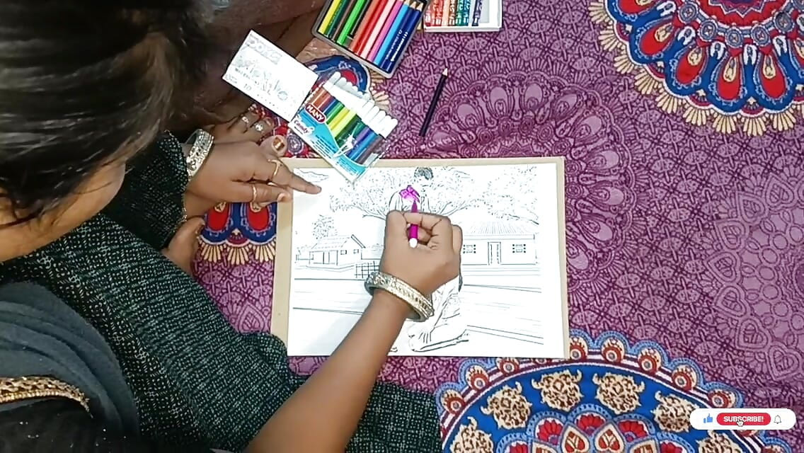 Village girl outdor got romantic in the field and along with her husband erotic Sketch Drawing by -Snapchat143