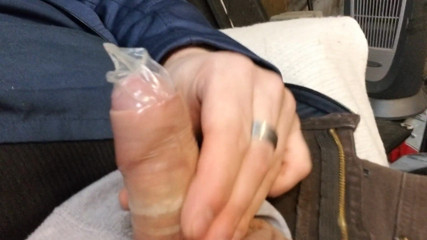 Uncut chub cum in condom