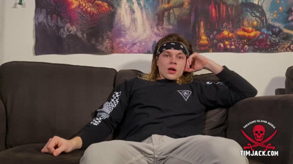 Skater guy jacks his uncut cock