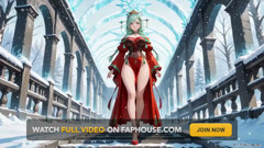Green-haired Goddess in Red Gown Kneels in the Crystal Hall, Magic Spells & Sensual Glances!