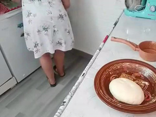 Mature mom with big sexy ass in kitchen, homemade, amateur