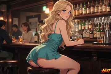 Bar gang bang takes her in the public bar and she get  gan banged