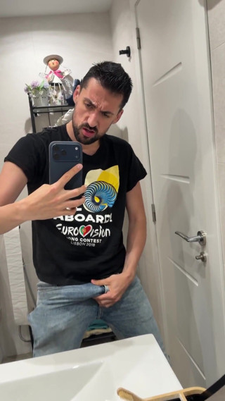 Hot Stepdaddy Jerking off Like Crazy in Public Bathroom