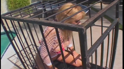 Caged Blonde Cougar Gets Leashed and Drilled Deep
