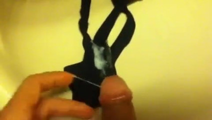Nice Cumshot with bigload on dirty thong