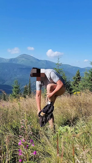 My jerk off in mountains. Beautiful nature