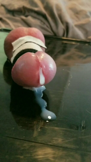 Estim cumshot leaking cumshot.