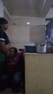 Employee Fucking and Sucking When She Washes Dirty Dishes