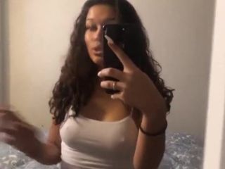 Cute brown busty girl with visible nipples on Badoo app