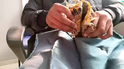 Dick head rub with satin silky yellow suit of sister (77)