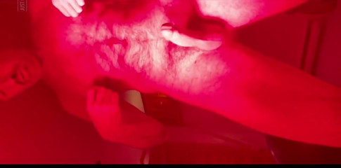 Horny Red Light Session with Cum and Dildo Ball Slamming