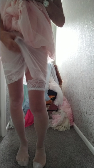 Trying on my transparent lingerie and nighties