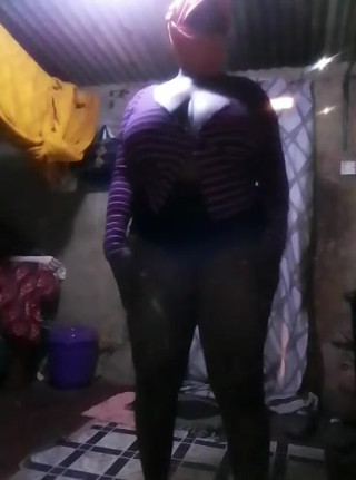 African amateur big breasts stripping