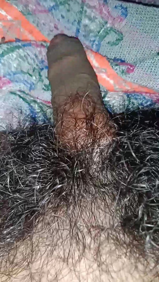 Black cock Masturbating while long hair