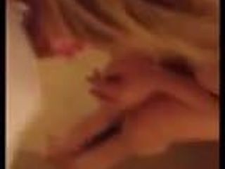 Amateur blonde gf handjob cumshot over big tits and bra