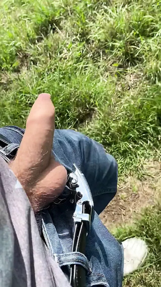 Public walk with cock out