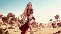 Desert Fantasy! Silver-haired Saintess's Private Dance in the Red-gold Palace, Light Ribbons Wrapping Around Her.