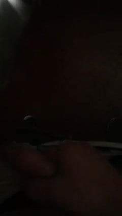 Horny sissy in public park restroom