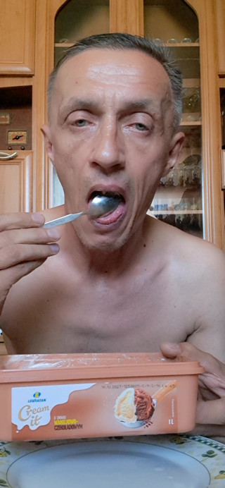 I cum on the ice cream and eat the cum with pleasure
