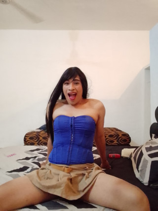 Shemale masturbating and showing her ass