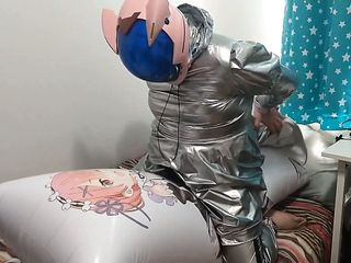 Silver PVC Sissy Maid Eva Kigurumi Inflatable Pillow Hump