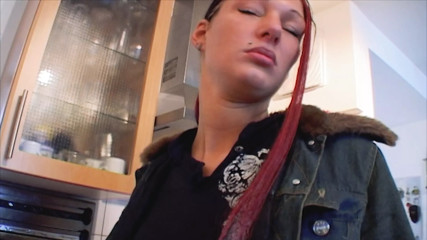 A fabulous German babe gets her shaved pussy covered with cum
