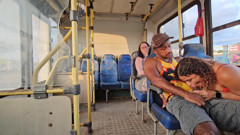 A SHAMELESS COUPLE RIDING IN PUBLIC TRANSPORT AND BACKSEAT PASSENGER FILMING EVERYTHING