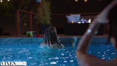 VIXEN - Janice Griffith and ivy wolfe sneak into backyard for nighttime pool fun