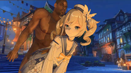 Genshin &ndash; Barbara had SEX on the street in the evening after the holiday