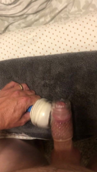 Milking every drop of cum out of my balls with hitachi wand