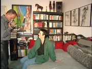 Short hair mature blows dude's dong at the casting