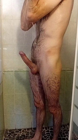 Big erection in the shower