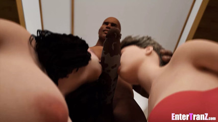 Hetero and trans women devour BBC and horny shemale fucks sexy jock