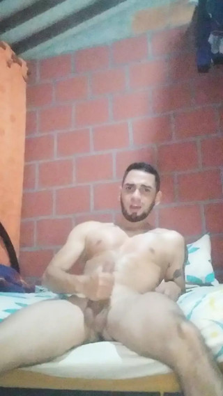 Horny Latino arrives from work masturbates until he gets his milk