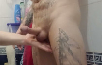 I caught my stepson in the shower and helped him cum 3
