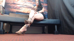 Sassy heels long double crossed legs