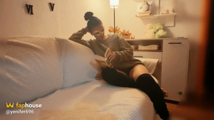 Cozy Tease: Soft Green Sweater and Socks Shaking